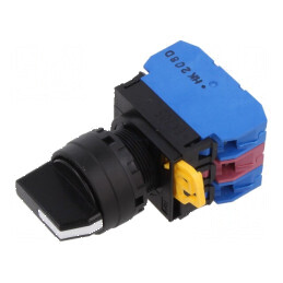 Comutator rotativ 22mm cu 1 NC NO x2 neagră | Electronic-mag.ro | Componente Electronice