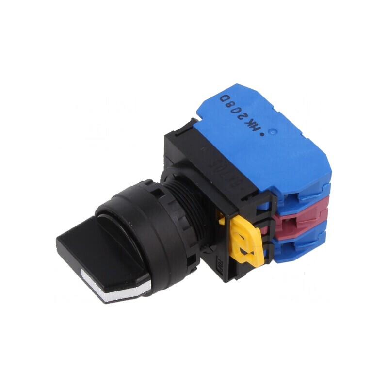 Comutator rotativ 22mm cu 1 NC NO x2 neagră | Electronic-mag.ro | Componente Electronice