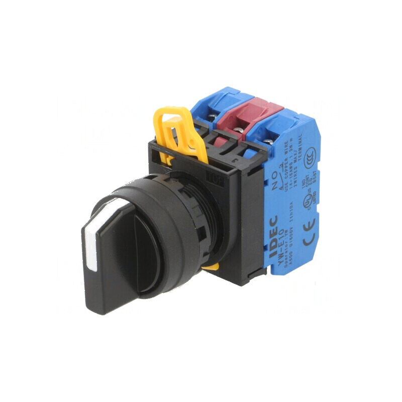 Comutator rotativ 22mm cu 3 poziții stabilite - neagră | Electronic-mag.ro | Componente Electronice