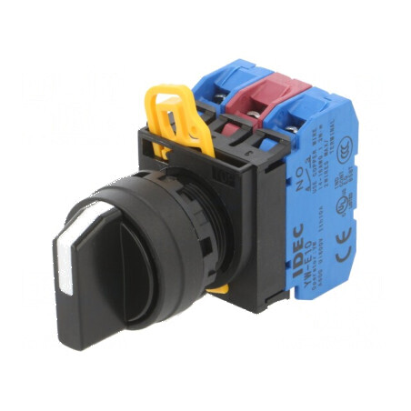 Comutator rotativ 22mm cu 3 poziții stabilite - neagră | Electronic-mag.ro | Componente Electronice