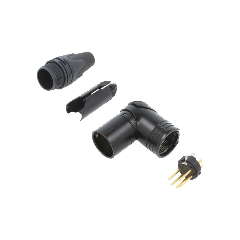 Conector XLR mufă tată 5 PIN unghi 90° rotativ | Electronic-mag.ro | Componente Electronice