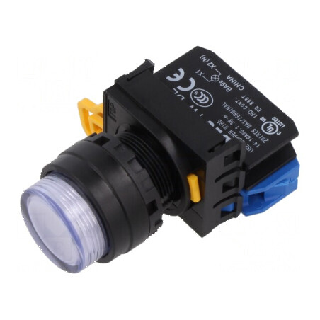 Comutator acţionat prin apăsare 22mm alb - 1 NO - Comutator de acţionare prin apăsare 22mm alb | Electronic-mag.ro | Componente Electronice