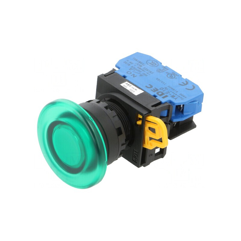 Comutator acţionat prin apăsare verde 22mm - 2 POZIŢII | Electronic-mag.ro | Componente Electronice