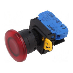 Comutator cu două poziţii acţionat prin apăsare - roșu 22mm | Electronic-mag.ro | Componente Electronice