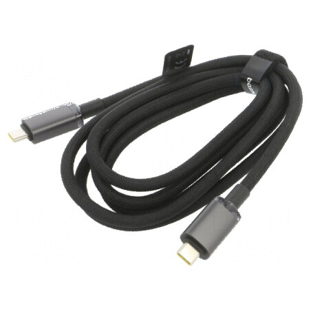 Cablu USB-C negru de 1,5m textil | Electronic-mag.ro | Componente Electronice