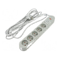Prelungitor cu prize: protecţie la supratensiune 5 prize 10A | Electronic-mag.ro | Componente Electronice