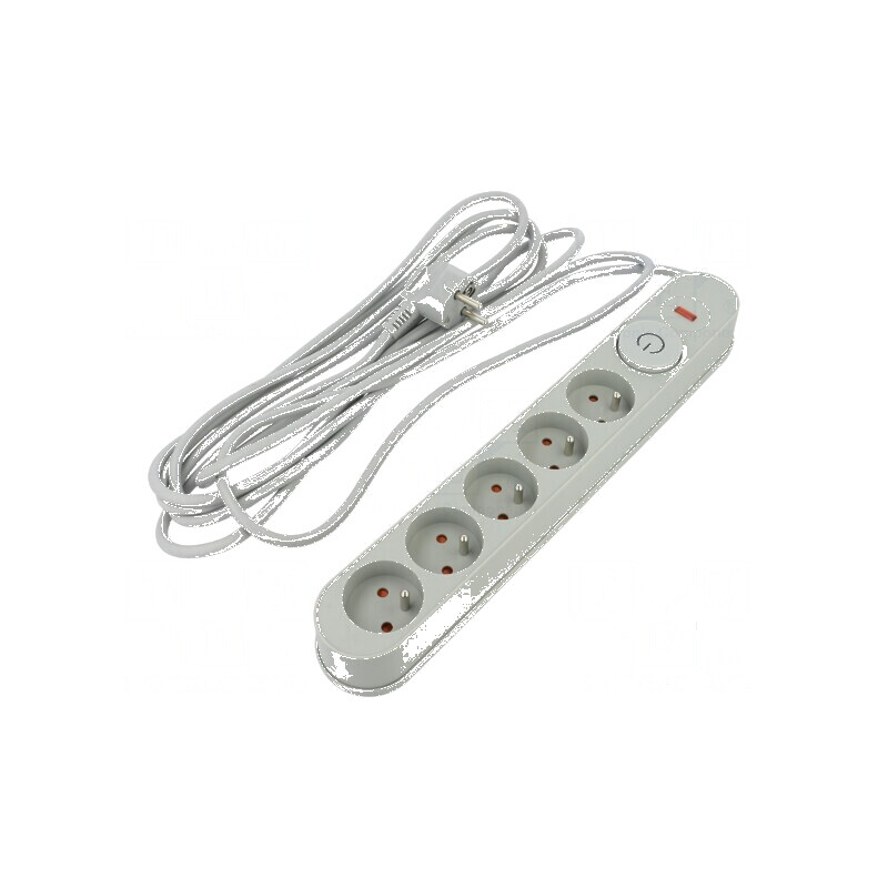 Prelungitor cu prize: protecţie la supratensiune 5 prize 10A | Electronic-mag.ro | Componente Electronice
