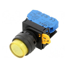 Comutator acţionat prin apăsare galben 22mm | Electronic-mag.ro | Componente Electronice