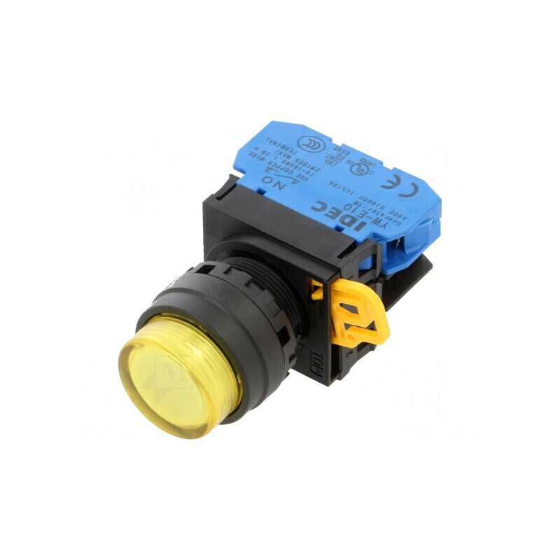Comutator acţionat prin apăsare galben 22mm | Electronic-mag.ro | Componente Electronice