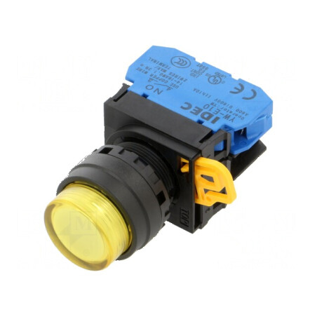 Comutator acţionat prin apăsare galben 22mm | Electronic-mag.ro | Componente Electronice