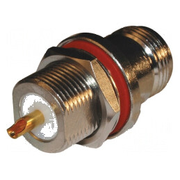 Conector N soclu mamă drept 50Ω lipire PTFE aurit alamă | Electronic-mag.ro | Componente Electronice