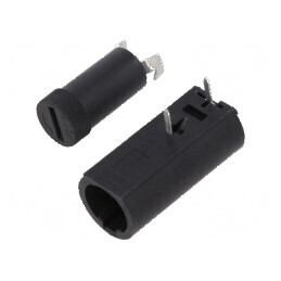 Clemă siguranţe cilindrice THT 5mm -30÷85°C 10A Raster: 10mm | Electronic-mag.ro | Componente Electronice
