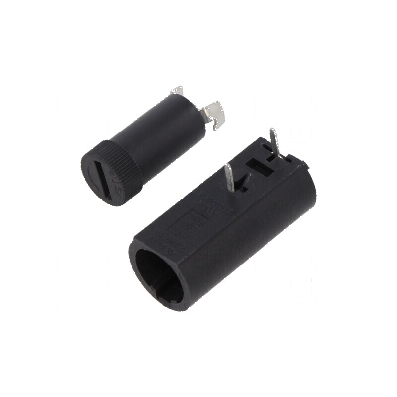 Clemă siguranţe cilindrice THT 5mm -30÷85°C 10A Raster: 10mm | Electronic-mag.ro | Componente Electronice