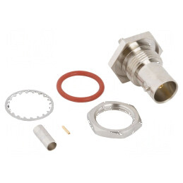 Conector BNC soclu mamă drept 75Ω crimpat PTFE aurit alamă | Electronic-mag.ro | Componente Electronice