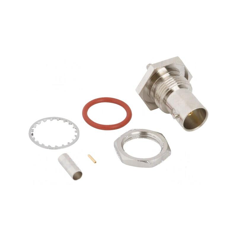Conector BNC soclu mamă drept 75Ω crimpat PTFE aurit alamă | Electronic-mag.ro | Componente Electronice