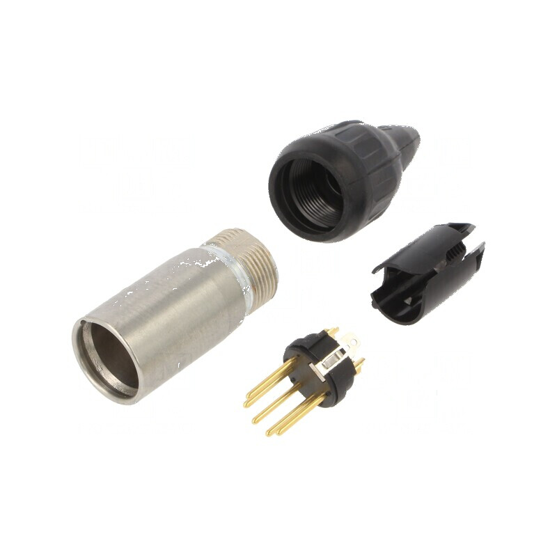 Conector XLR mufă tată PIN 5 drept aurit | Electronic-mag.ro | Componente Electronice