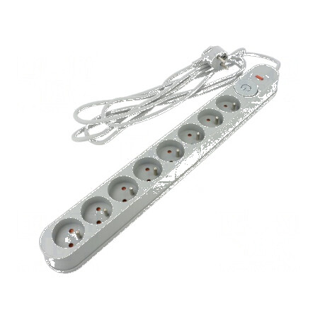 Prelungitor cu prize: protecţie la supratensiune - 8 prize 10A | Electronic-mag.ro | Componente Electronice