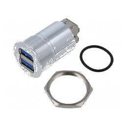 Adaptor USB A soclu x2 din ambele părţi - USB 3.0 Filet M22 | Electronic-mag.ro | Componente Electronice