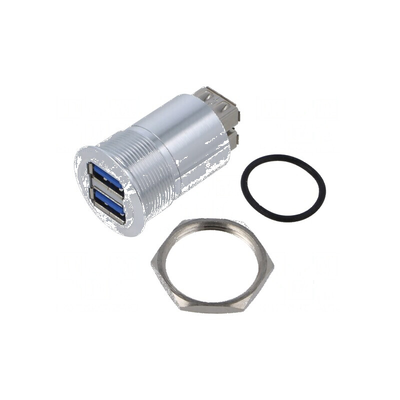 Adaptor USB A soclu x2 din ambele părţi - USB 3.0 Filet M22 | Electronic-mag.ro | Componente Electronice