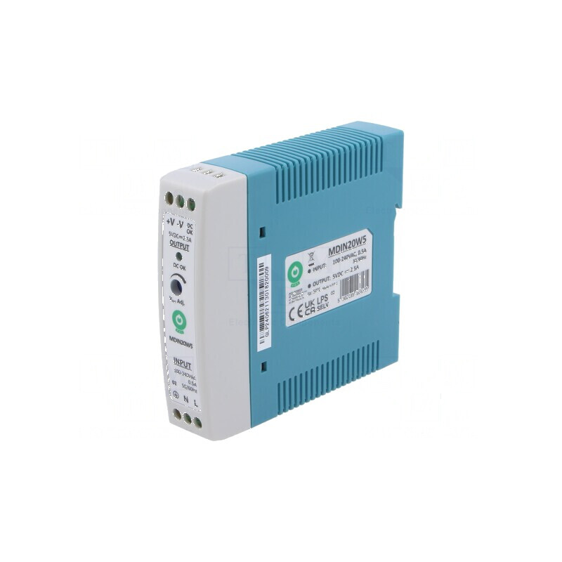 Alimentator pulsatoriu pentru şină DIN 12,5W 5VDC 2,5A - 1 ieșire | Electronic-mag.ro | Componente Electronice Alimentator pulsatoriu pentru şină DIN 12,5W 5VDC 2,5A - 1 ieșire | Electronic-mag.ro | Componente Electronice