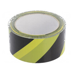 Bandă avertizare galbena-neagra autoadeziv 33m x 50mm | Electronic-mag.ro | Componente Electronice