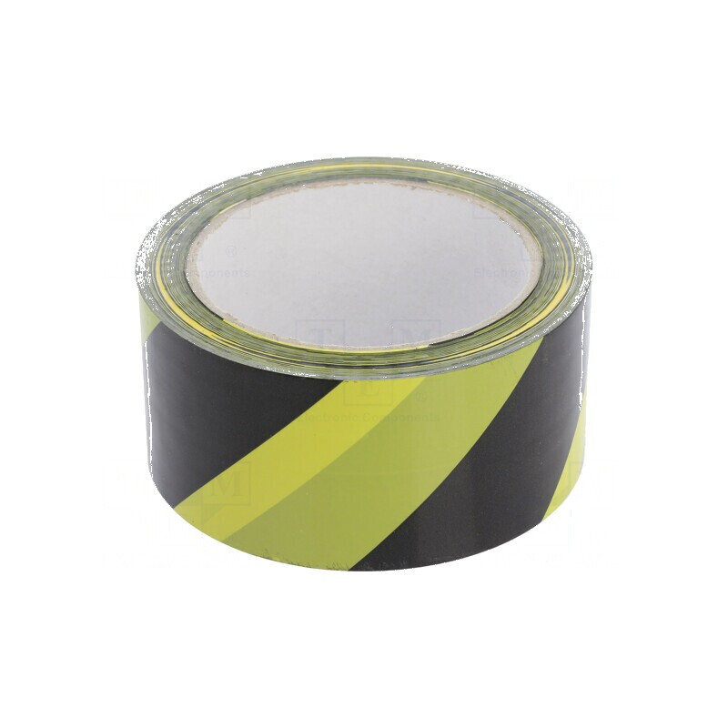 Bandă avertizare galbena-neagra autoadeziv 33m x 50mm | Electronic-mag.ro | Componente Electronice