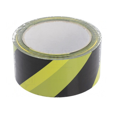 Bandă avertizare galbena-neagra autoadeziv 33m x 50mm | Electronic-mag.ro | Componente Electronice