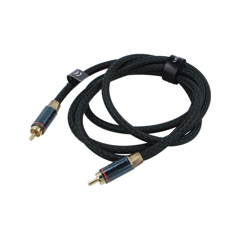Cablu RCA 1,5m cu mufă din ambele părţi - Aurit Negru | Electronic-mag.ro | Componente Electronice