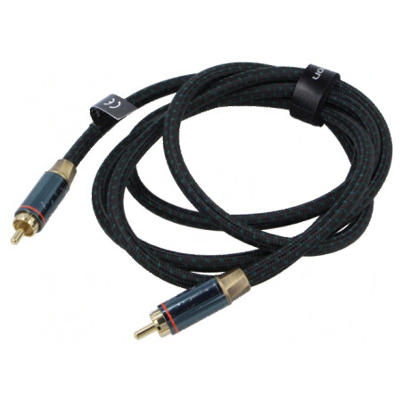 Cablu RCA 1,5m cu mufă din ambele părţi - Aurit Negru | Electronic-mag.ro | Componente Electronice