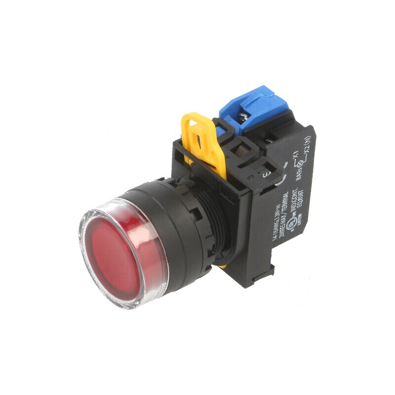 Comutator acţionat prin apăsare 22mm - roşu | Electronic-mag.ro | Componente Electronice
