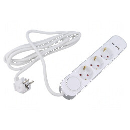 Prelungitor alimentare 3 prize PVC alb 5m | Electronic-mag.ro | Componente Electronice