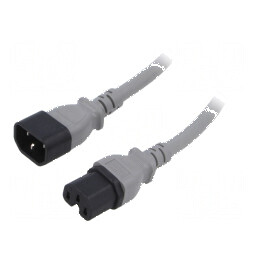 Cablu de alimentare IEC C14 la C15, 5m, gri | Electronic-mag.ro | Componente Electronice