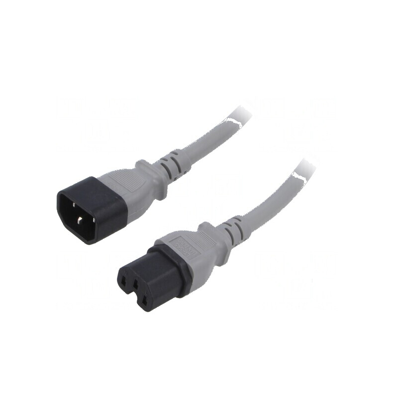 Cablu de alimentare IEC C14 la C15, 5m, gri | Electronic-mag.ro | Componente Electronice