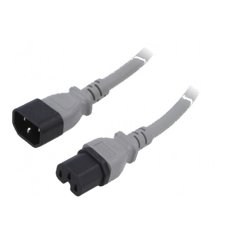 Cablu de alimentare IEC C14 la C15, 5m, gri | Electronic-mag.ro | Componente Electronice