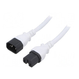 Cablu de alimentare IEC C14 - C15 5m alb | Electronic-mag.ro | Componente Electronice
