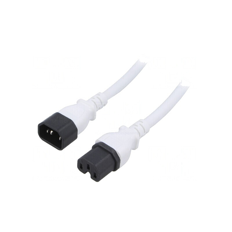Cablu de alimentare IEC C14 - C15 5m alb | Electronic-mag.ro | Componente Electronice