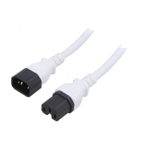 Cablu de alimentare IEC C14 - C15 5m alb | Electronic-mag.ro | Componente Electronice
