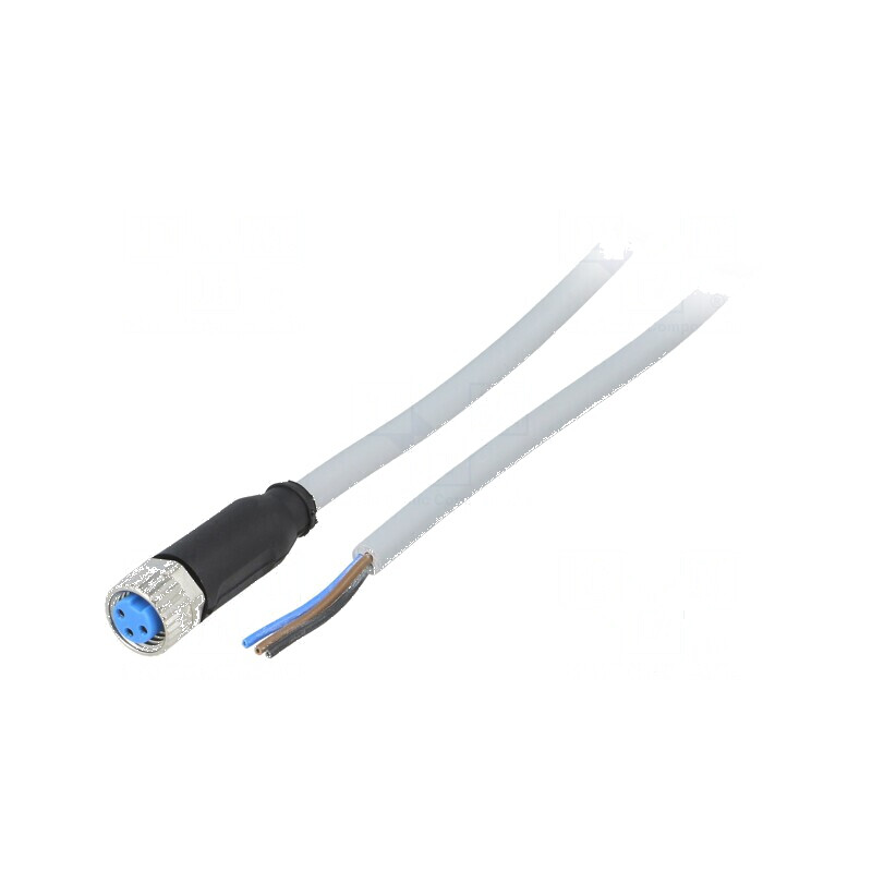 Cablu de conectare M8 PIN: 3 drept 2m mufă 60VAC 4A IP67 | Electronic-mag.ro | Componente Electronice
