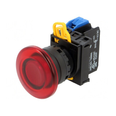 Comutator acţionat prin apăsare 22mm Poz.i stab: 1 NO roșie | Electronic-mag.ro | Componente Electronice