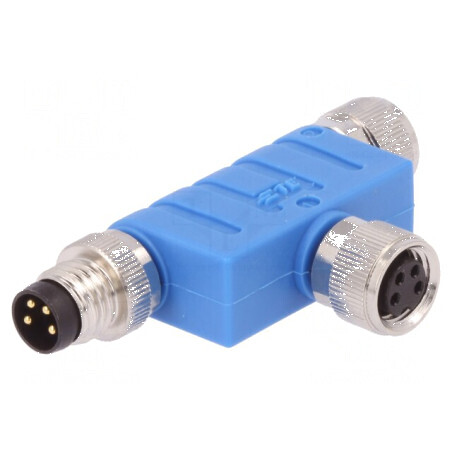 Adaptor în T M8 tată și mamă x2 PIN: 4 IP67 Polarizare: A - Adaptor în T M8 tată și mamă IP67 | Electronic-mag.ro | Componente Electronice