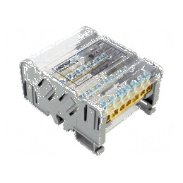 Bloc de distribuție cu 4 piste și 28 borne, gri, 100A | Electronic-mag.ro | Componente Electronice
