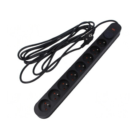 Prelungitor cu protecție la supratensiune, 8 prize 10A | Electronic-mag.ro | Componente Electronice