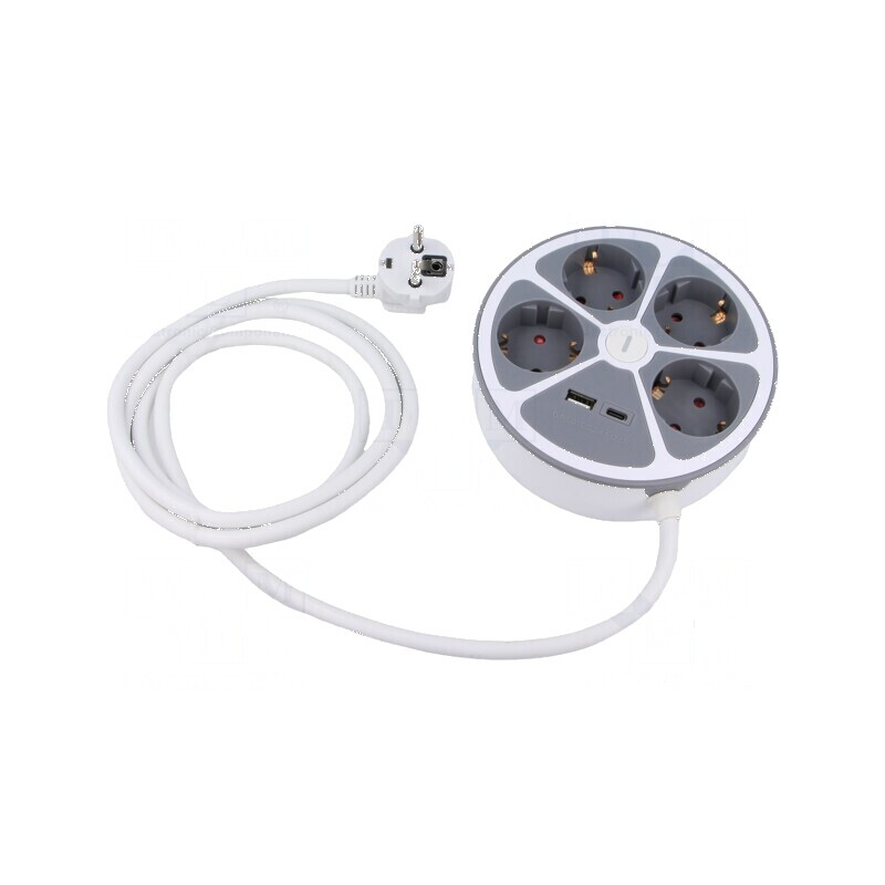 Prelungitor alimentare 3 prize PVC alb 2m 16A | Electronic-mag.ro | Componente Electronice