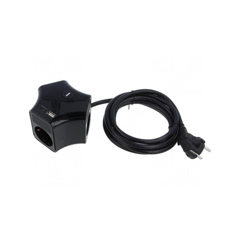 Prelungitor alimentare 3 prize PVC negru 2m | Electronic-mag.ro | Componente Electronice Prelungitor alimentare 3 prize PVC negru 2m | Electronic-mag.ro | Componente Electronice