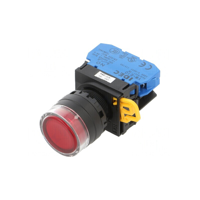 Comutator acţionat prin apăsare 22mm - 2 NO roşie | Electronic-mag.ro | Componente Electronice