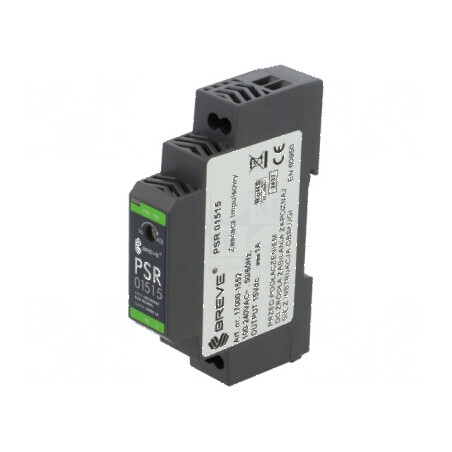 Alimentator pulsatoriu pentru şină DIN 15W 15VDC 1A IP20 - Alimentator pulsatoriu DIN 15W 15VDC 1A | Electronic-mag.ro | Componente Electronice