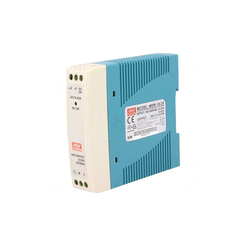 Alimentator pulsatoriu pentru şină DIN 10W 24VDC 0,42A - OUT: 1 | Electronic-mag.ro | Componente Electronice