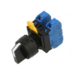 Comutator rotativ 22mm cu 2 poziții stabile - neagră | Electronic-mag.ro | Componente Electronice