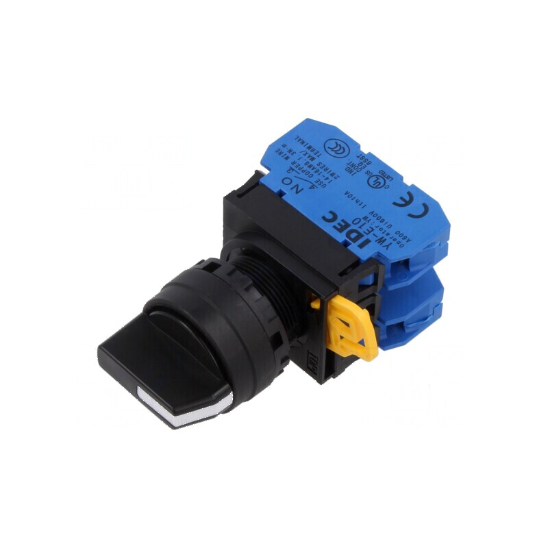 Comutator rotativ negru 22mm cu 1 NO x2 | Electronic-mag.ro | Componente Electronice