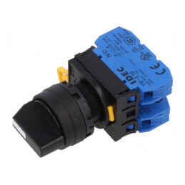 Comutator rotativ 22mm cu 3 pozitii stabile x2 neagra | Electronic-mag.ro | Componente Electronice